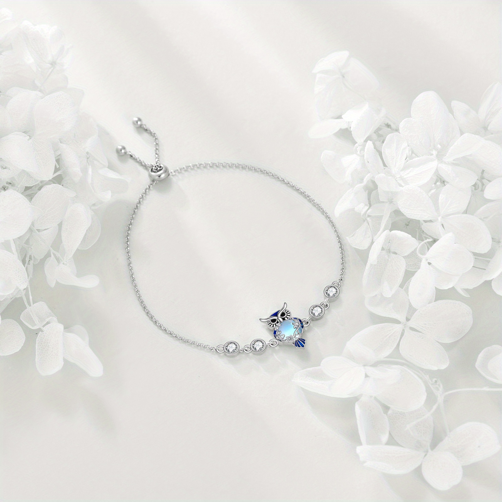 Sterling Silver Owl Bracelet Moonstone Chain Jewellery